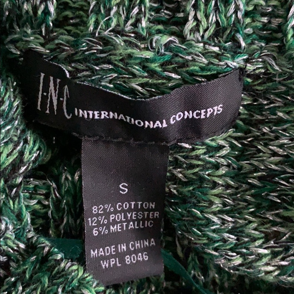 Inc International Concepts Green Marble Metallic Cowl Neck Sweater Top - Picture 9 of 10